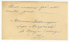 Herman Herm Wedemeyer College FB HOF & Hawaii 5-0 Star Signed AUTO 1943 GPC