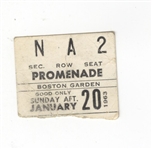 1963 Boston Celtics & LA Lakers 1/20 Ticket Stub Bill Russell 29 Pts & 43 Rebounds Historic!