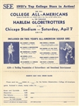 1951 College All-Americans Harlem Globetrotters Handbill Advertising Ticket Form