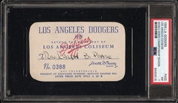 1959 L.A. Dodgers Season Pass 1st World Series Championship in L.A. PSA 7 NM