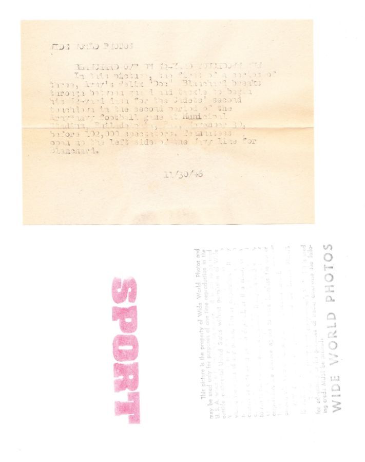 1946 Doc Blanchard running in Army Navy Game Wide World Photo