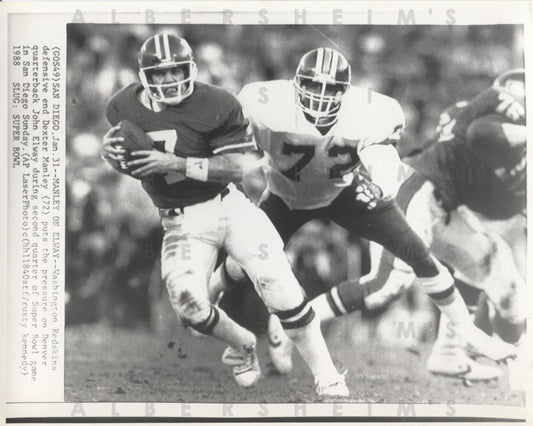John Elway & Dexter Manley Super Bowl 1988 original photo