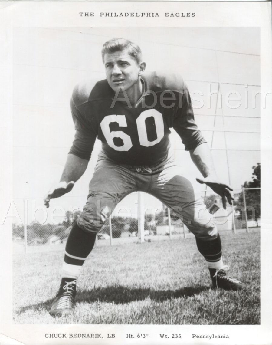 Chuck Bednarik Eagles Pro FB HOFer TYPE I photo used for his 1955 Bowman Football Card