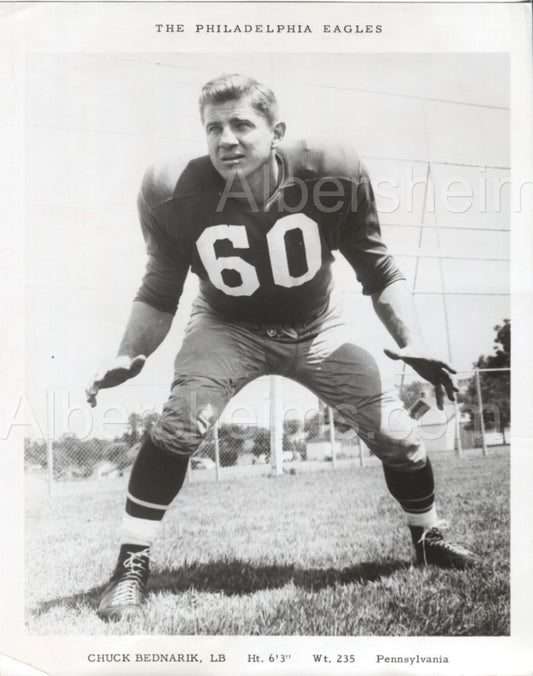 Chuck Bednarik Eagles Pro FB HOFer TYPE I photo used for his 1955 Bowman Football Card