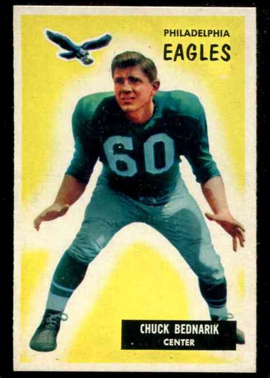 Chuck Bednarik Eagles Pro FB HOFer TYPE I photo used for his 1955 Bowman Football Card