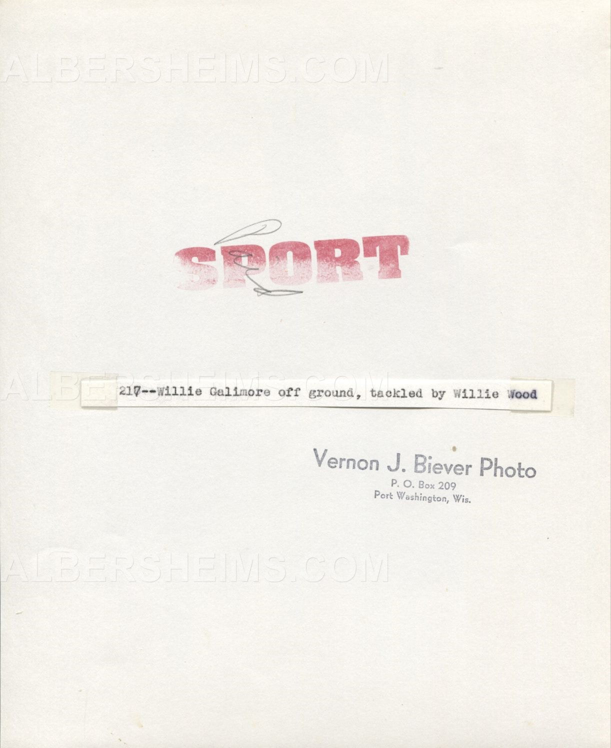 Willie Galimore Bears tackled by Willie Wood Packers original TYPE I photo