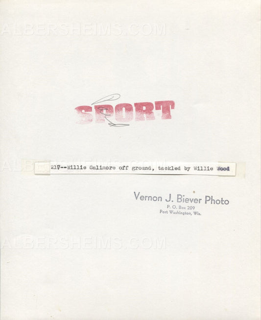 Willie Galimore Bears tackled by Willie Wood Packers original TYPE I photo