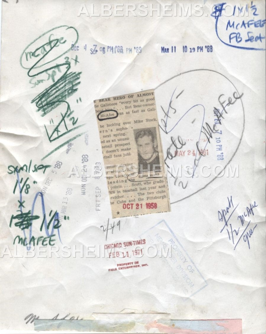 George McAfee Original Photo Chicago Bears Hall of Fame Used For Football Cards