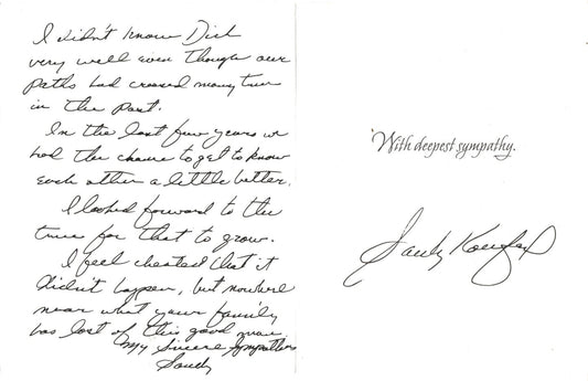 Sandy Koufax Signed Handwritten Letter to Dick Schaap's Family - ULTRA RARE