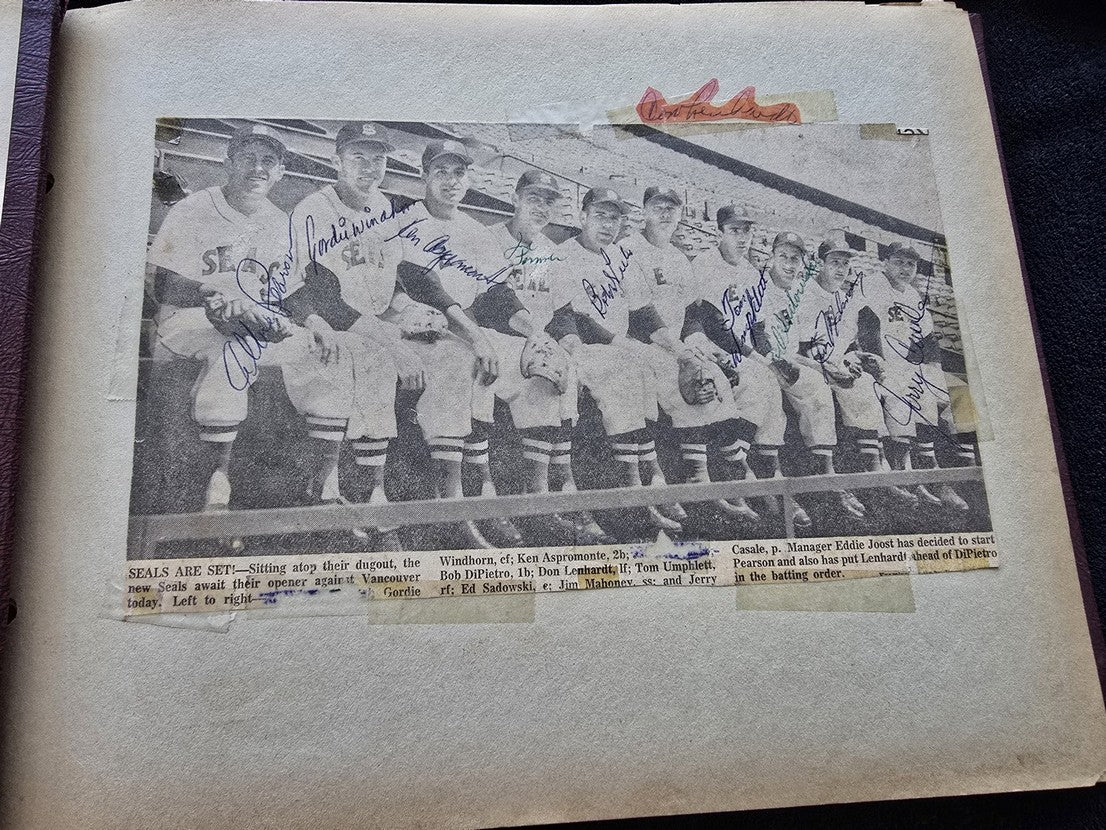 1950s Pacific Coast League San Francisco Seals Scrapbook /w Approximately 300 Autographs 14 X Joe Gordon HOF