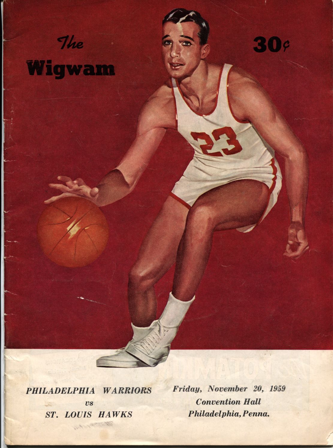 11-20-1959 Wilt Chamberlain's 11th NBA Game Warriors vs St. Louis Hawks Basketball Program