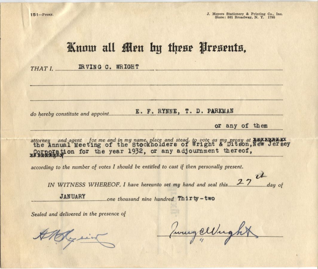 Irving Wright Tennis Champion Signed Document D. 1953