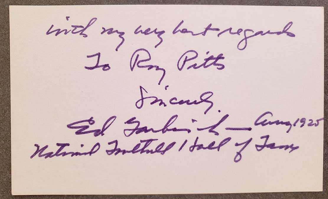 Ed Garbisch signed 3x5 card College Football HOF D. 1979