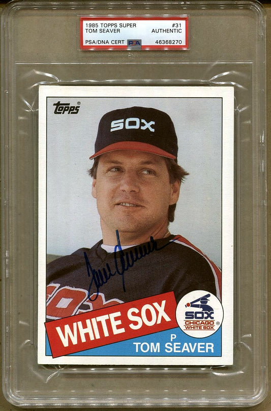1985 Topps Super #31 Tom Seaver Signed AUTO baseball card PSA/DNA POP 2