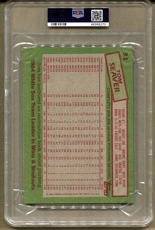 1985 Topps Super #31 Tom Seaver Signed AUTO baseball card PSA/DNA POP 2