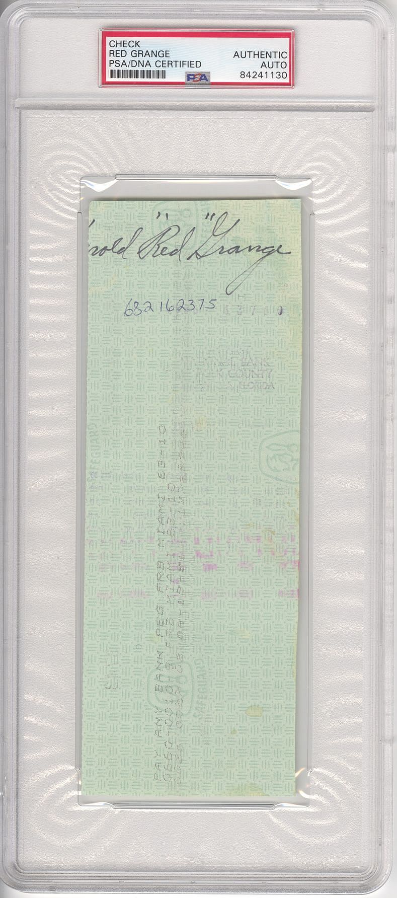 Harold Red Grange Signed AUTO Check from NFL Alumni Association Super Rare PSA/DNA
