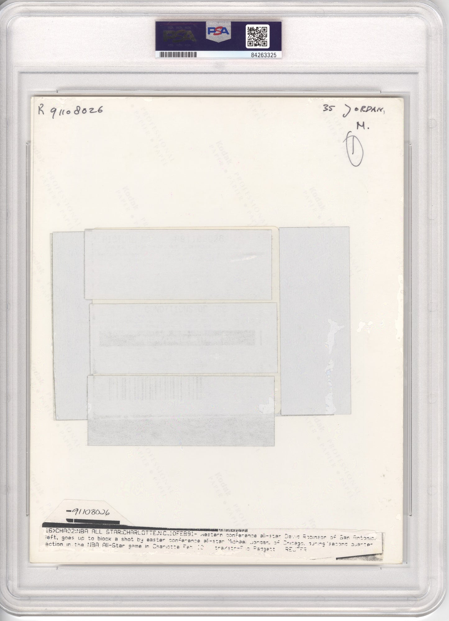 1991 NBA All-Star Game Michael Jordan vs. David Robinson Original Type 1 Photo PSA/DNA