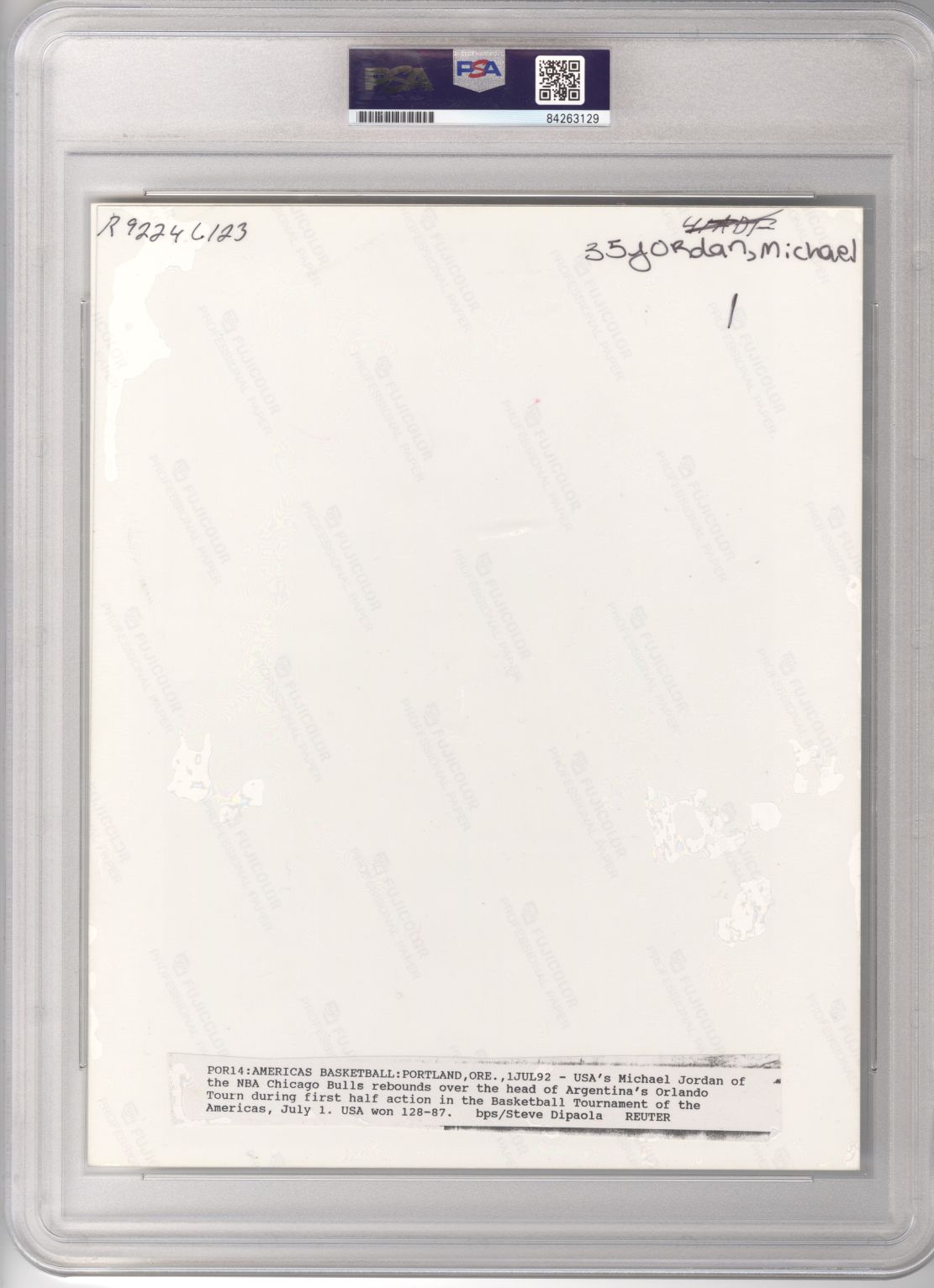 1992 Michael Jordan U.S. Olympic Dream Team Original Type 1 Photo PSA/DNA