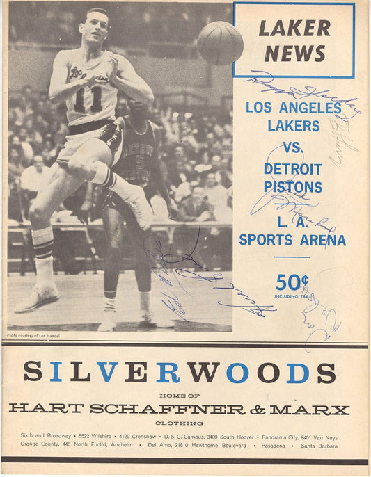 1964 Lakers vs Pistons Multi-Signed Autographed NBA Basketball Program w/ Reggie Harding x 2