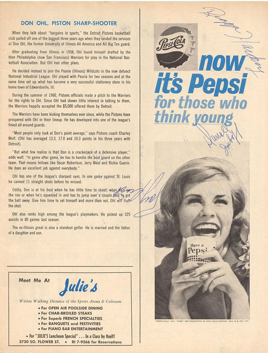 1964 Lakers vs Pistons Multi-Signed Autographed NBA Basketball Program w/ Reggie Harding x 2