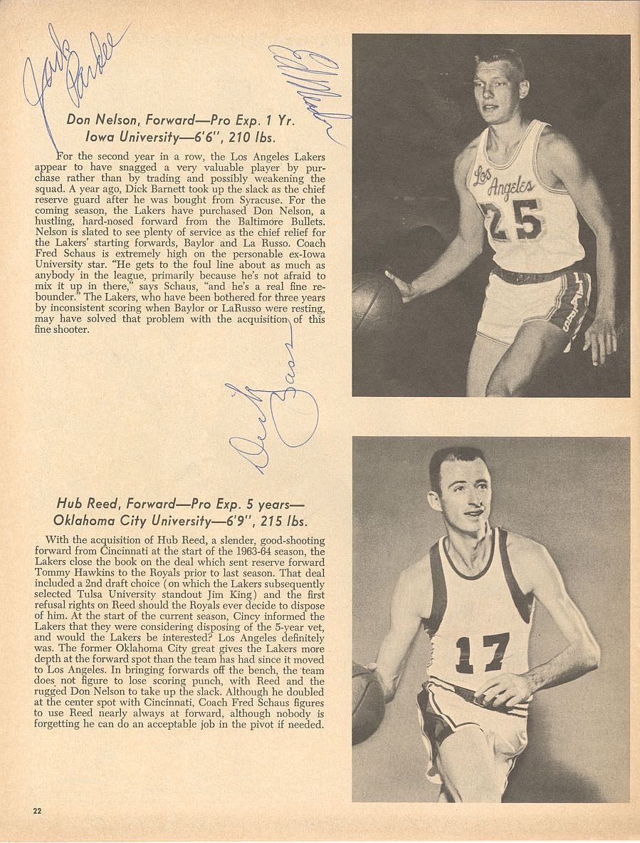 1964 Lakers vs Pistons Multi-Signed Autographed NBA Basketball Program w/ Reggie Harding x 2