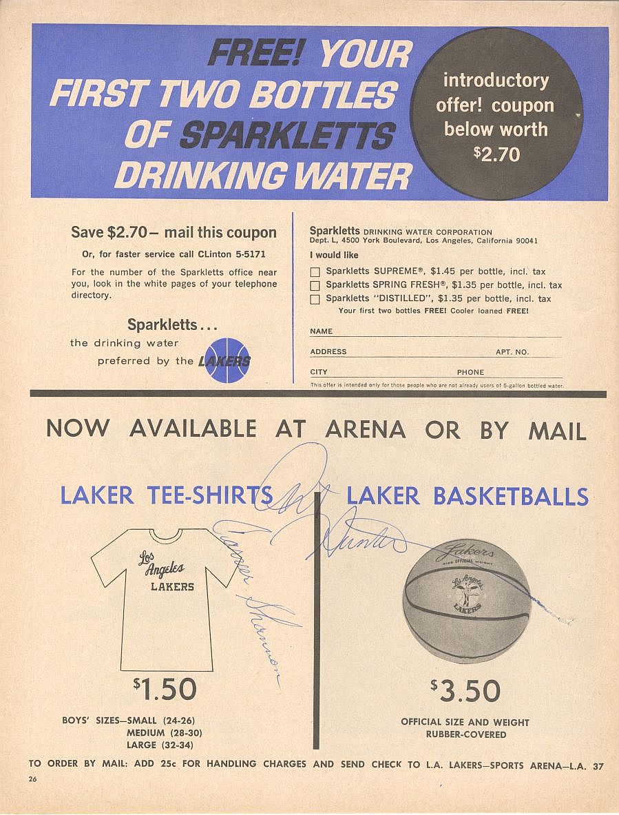 1964 Lakers vs Pistons Multi-Signed Autographed NBA Basketball Program w/ Reggie Harding x 2