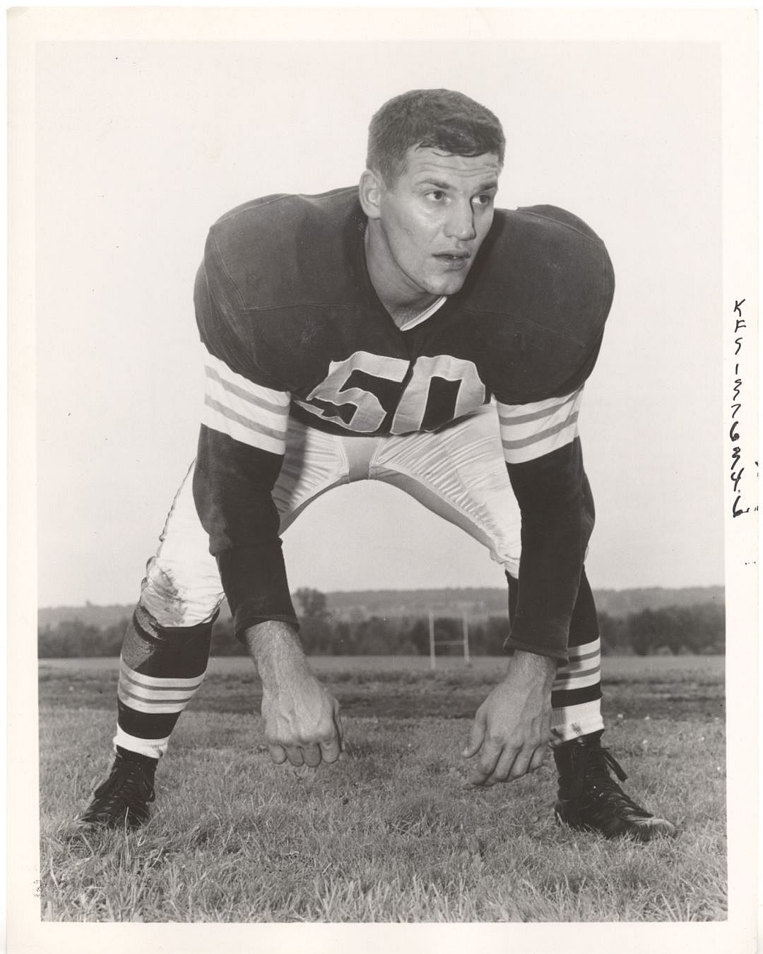 Vince Costello Cleveland Browns TYPE I original Photo Used for 1959 Kahn's Weiners Football Card