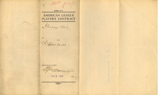 1919 White Sox Dave Danforth Ban Johnson Charles Comiskey Signed Major League Contract PSA/DNA