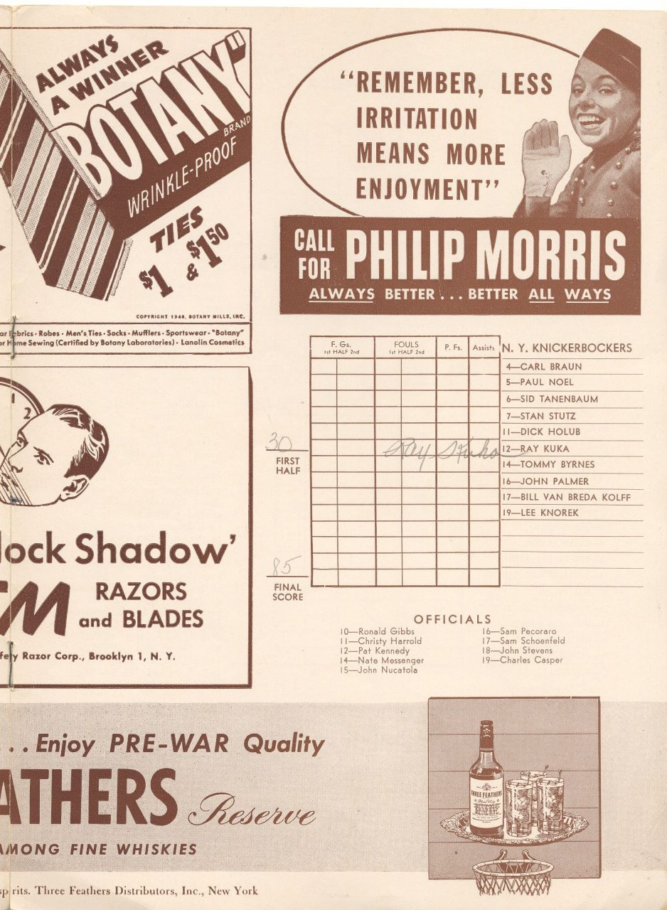 1947-48 New York Knicks Providence Steamrollers Multi-Page Autographs (12) /w Lee Robbins