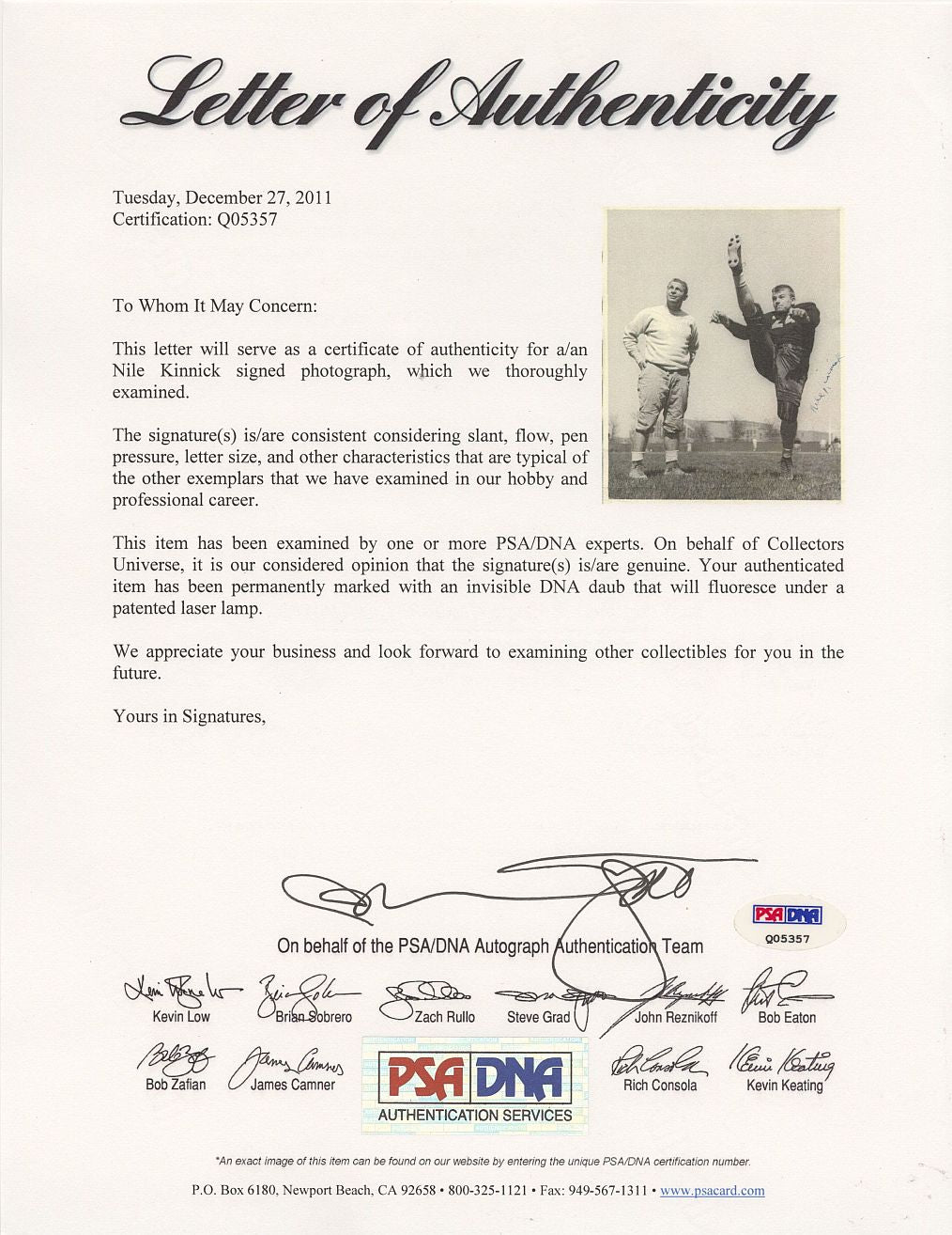 Nile Kinnick Iowa Heisman Trophy Winner Signed AUTO 8x10 photo PSA/DNA LOA