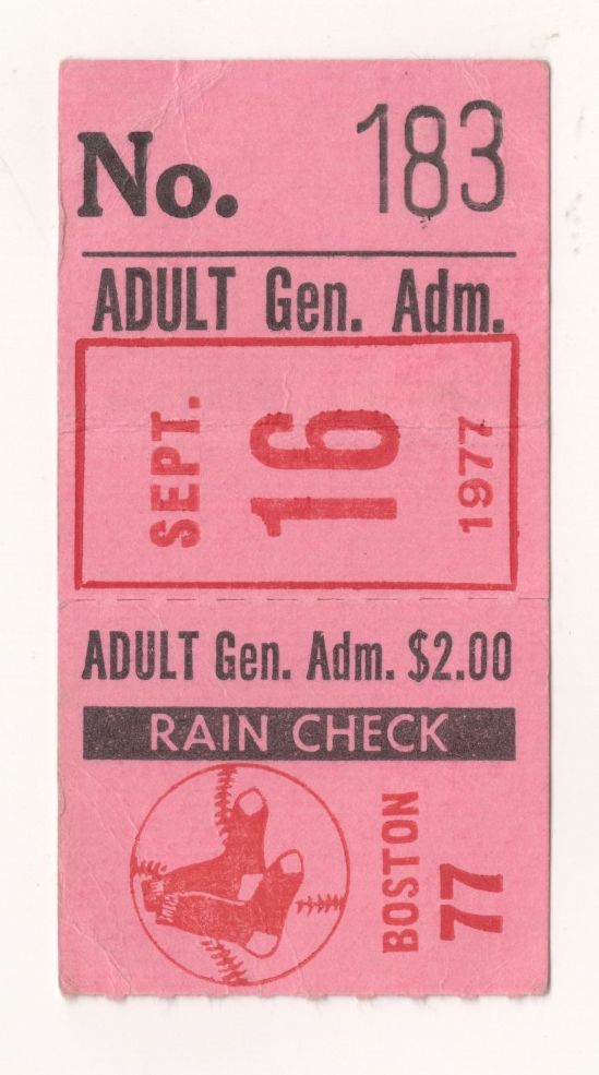 September 16, 1977 Orioles vs Red Sox ticket Stub Eddie Murray HR #22 Jim Palmer Win Yaz Surpasses Joe DiMaggio on HR list #362