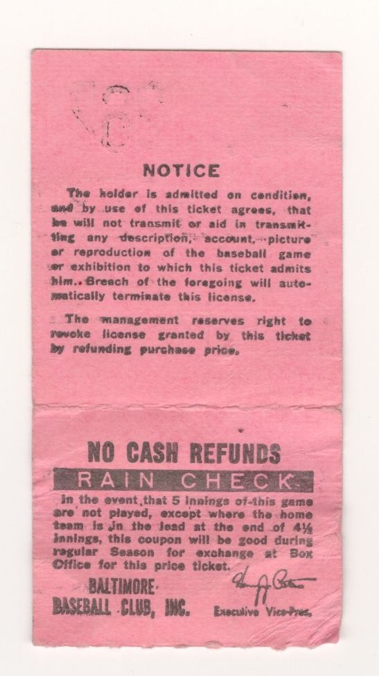 July 10, 1977 Orioles vs Yankees ticket Stub Rookie Eddie Murray HR #13