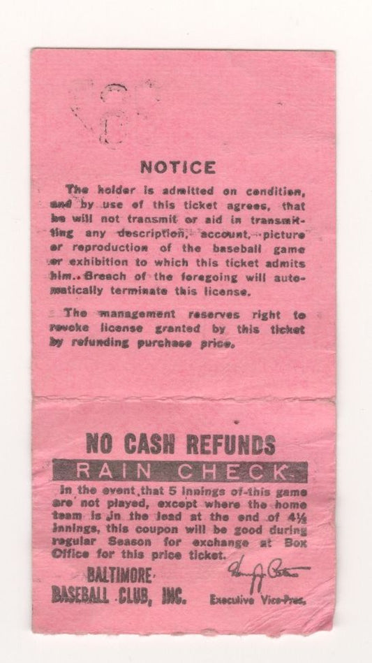 July 10, 1977 Orioles vs Yankees ticket Stub Rookie Eddie Murray HR #13