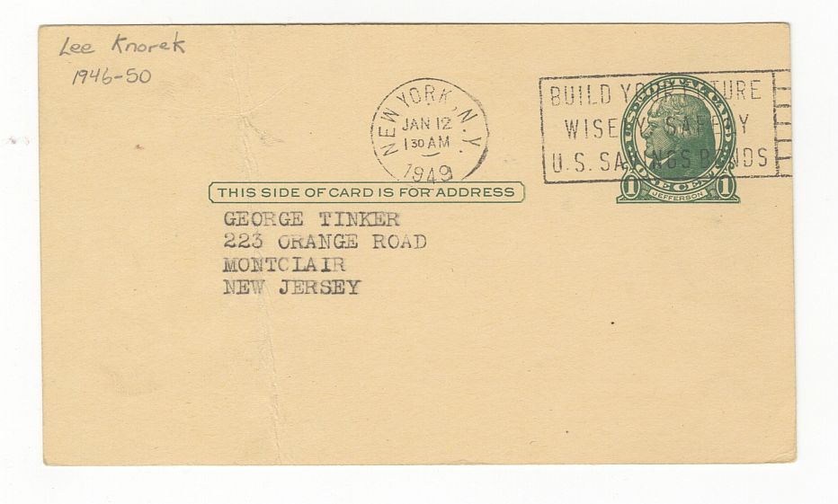 Lee Knorek 1st Year NY Knicks 1948 Bowman Basketball Signed AUTO GPC