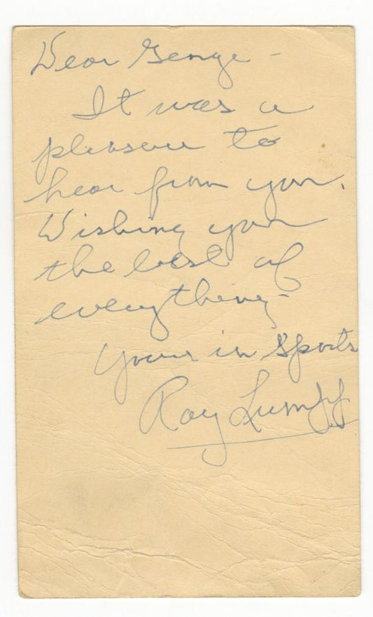 Ray Lumpp 1948 Gold Medal Olympic Basketball team NY Knicks Bullets Signed GPC