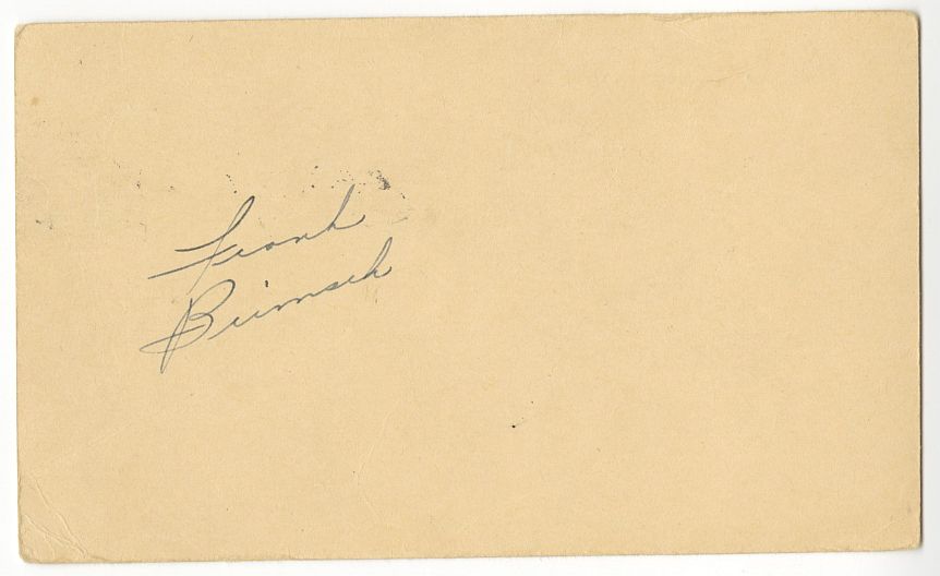 Frank Brimsek Signed AUTO GPC Bruins Blackhawks Hockey HOF D.1998