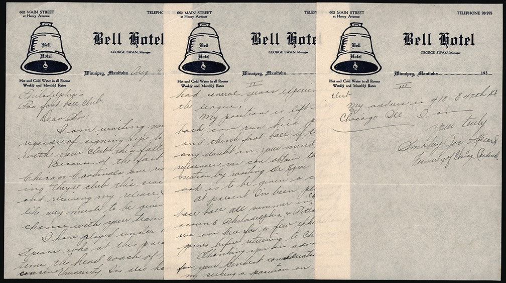 Joe Lillard 1934 Signed Letter to the Philadelphia Eagles - Last Man in the NFL Before the Color Line -Historically Significant PSA/DNA LOA