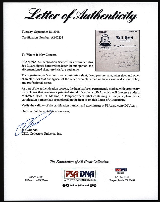 Joe Lillard 1934 Signed Letter to the Philadelphia Eagles - Last Man in the NFL Before the Color Line -Historically Significant PSA/DNA LOA