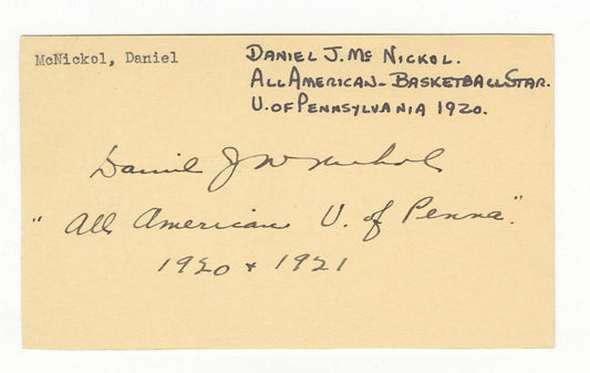Daniel McNickol Signed AUTO gpc 3 X All-American Basketball Penn & ABL D.1963