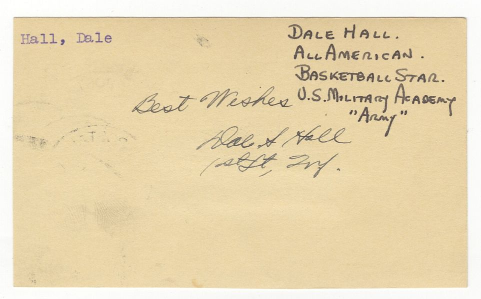 Dale Hall Signed AUTO gpc All-American West Point Basketball & Football - Army Head FB coach