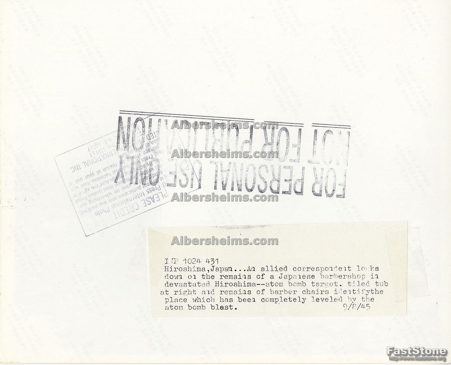 The Aftermath of the Bombing of 1945 Hiroshima World War II UPI photo re-strike from 1980's