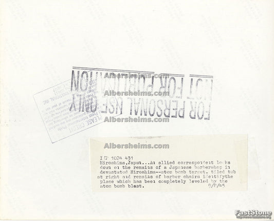 The Aftermath of the Bombing of 1945 Hiroshima World War II UPI photo re-strike from 1980's