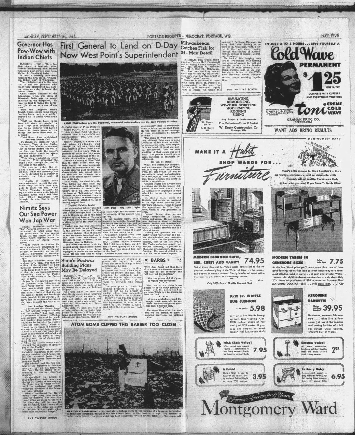 The Aftermath of the Bombing of 1945 Hiroshima World War II UPI photo re-strike from 1980's