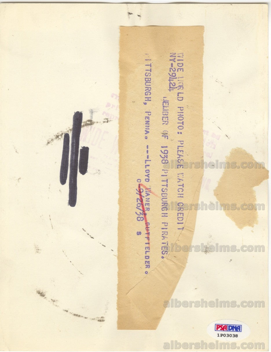 1938 Lloyd Waner Pittsburgh Pirates HOFer Original TYPE 1 photo PSA LOA