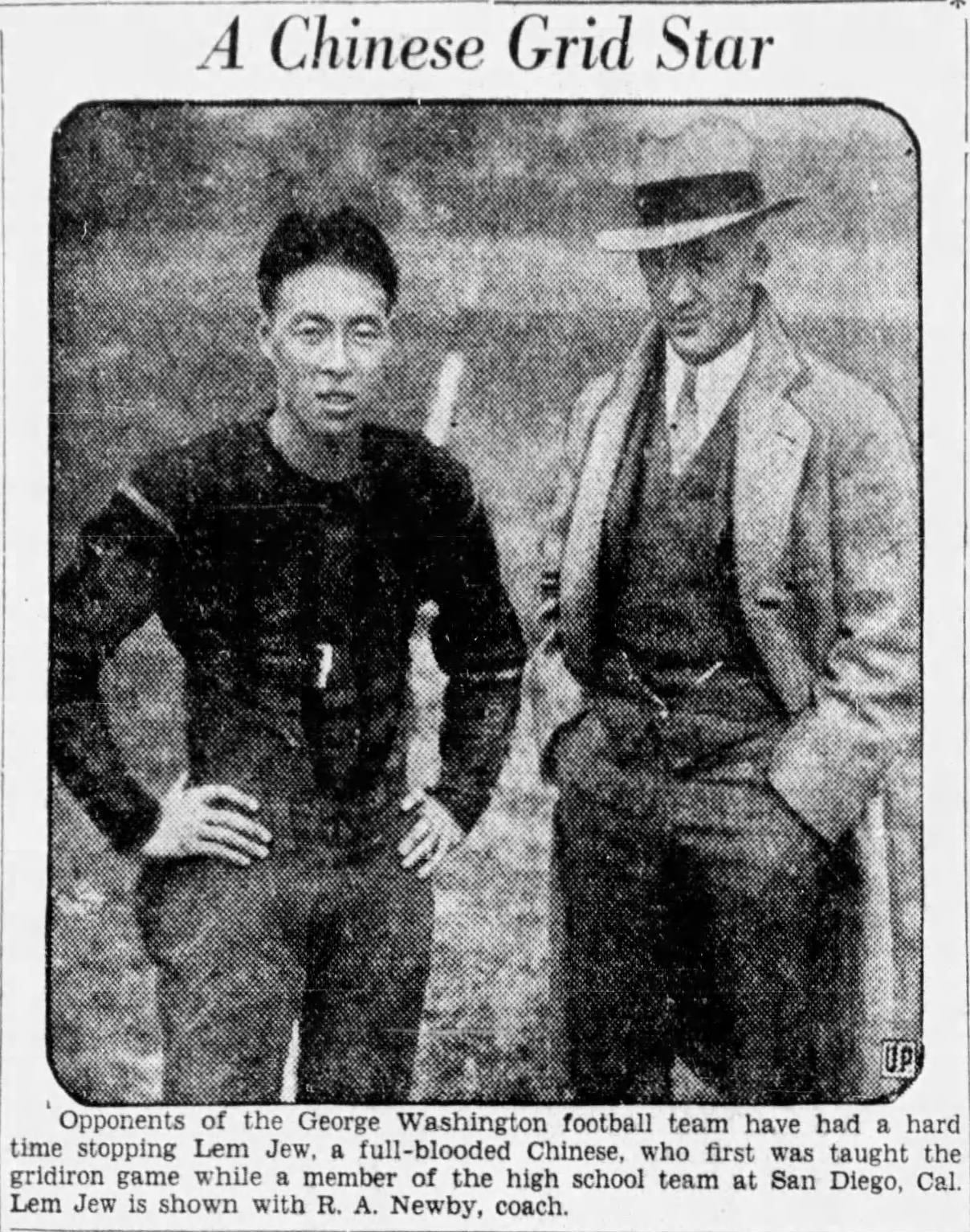 Lem Jew Chinese College Football Star 1928 Original TYPE 1 photo PSA/DNA LOA