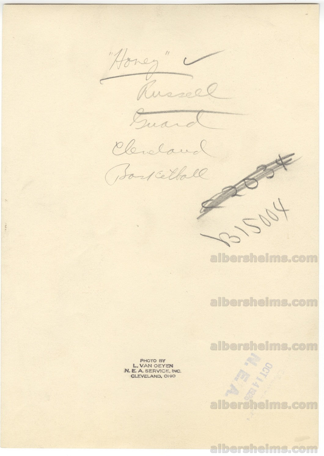 1926 John Honey Russell Basketball HOF Original TYPE 1 Photo by Louis Van Oeyen PSA/DNA LOA