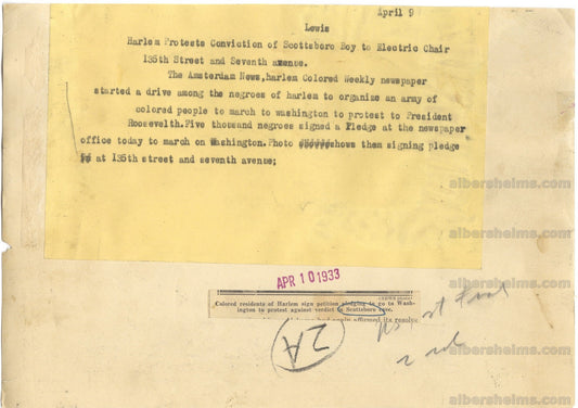 1933 Harlem Community Protests Decision in Scottsboro Boys Case Original Photo Pre Civil Rights