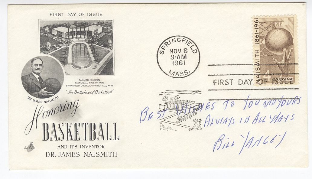 Bill Yancey Negro League Legend & Basketball HOF signed 1961 Naismith FDC