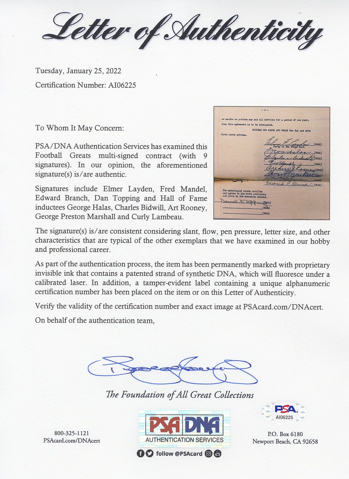 Charles Bidwill Signed Original 1941 Document Establishing the Post of the FIRST Commissioner of the NFL appointing Elmer Layden & Signed by him, Halas, Rooney, Lambeau, & 3 Others PSA/DNA LOA