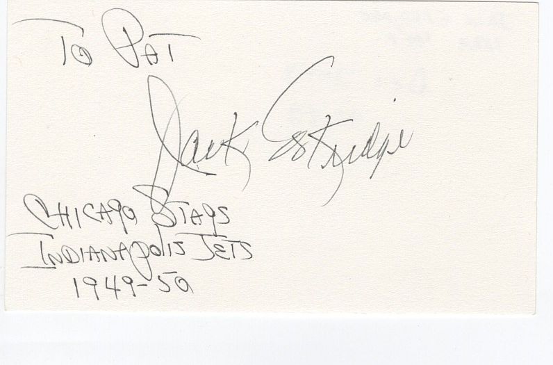 Jack Eskridge Signed AUTO 3x5 index card 1940's NBA U of Kansas Assistant coach Dallas Cowboys D.2013